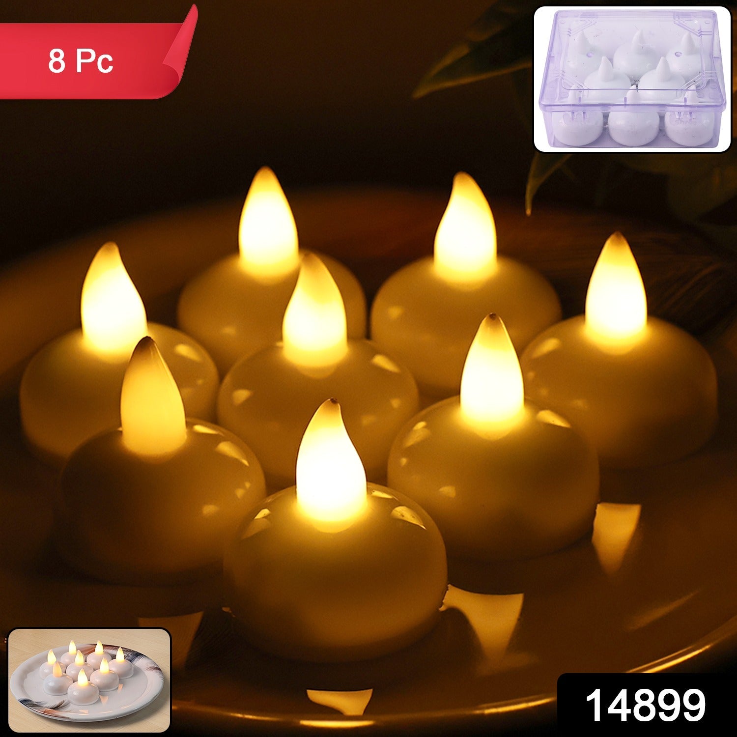 Round LED Flameless Tealight Candles - (8 Pc) Round LED Flameless Tealight Candles - (8 Pc)